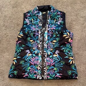 Lilly Pulitzer Deanne Reversible Vest in Blue Thistle Tiger Queen